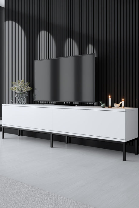 Ensemble de meubles White Lord - Table basse + Meuble TV + Buffet - Cadre noir