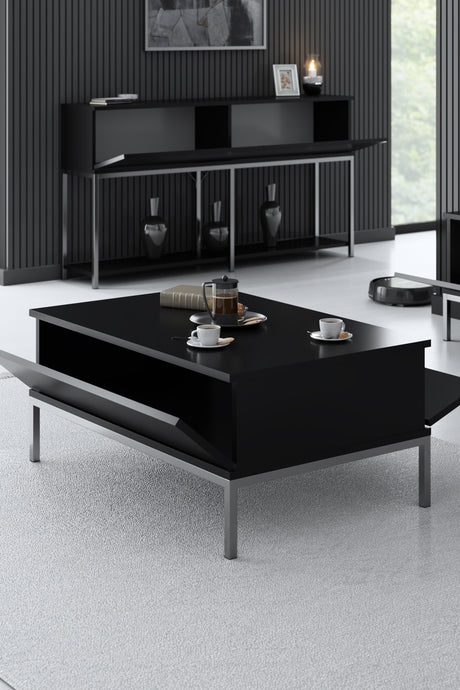 Rechthoekige Salontafel Zwart Lord 90x60 - Zilver Frame
