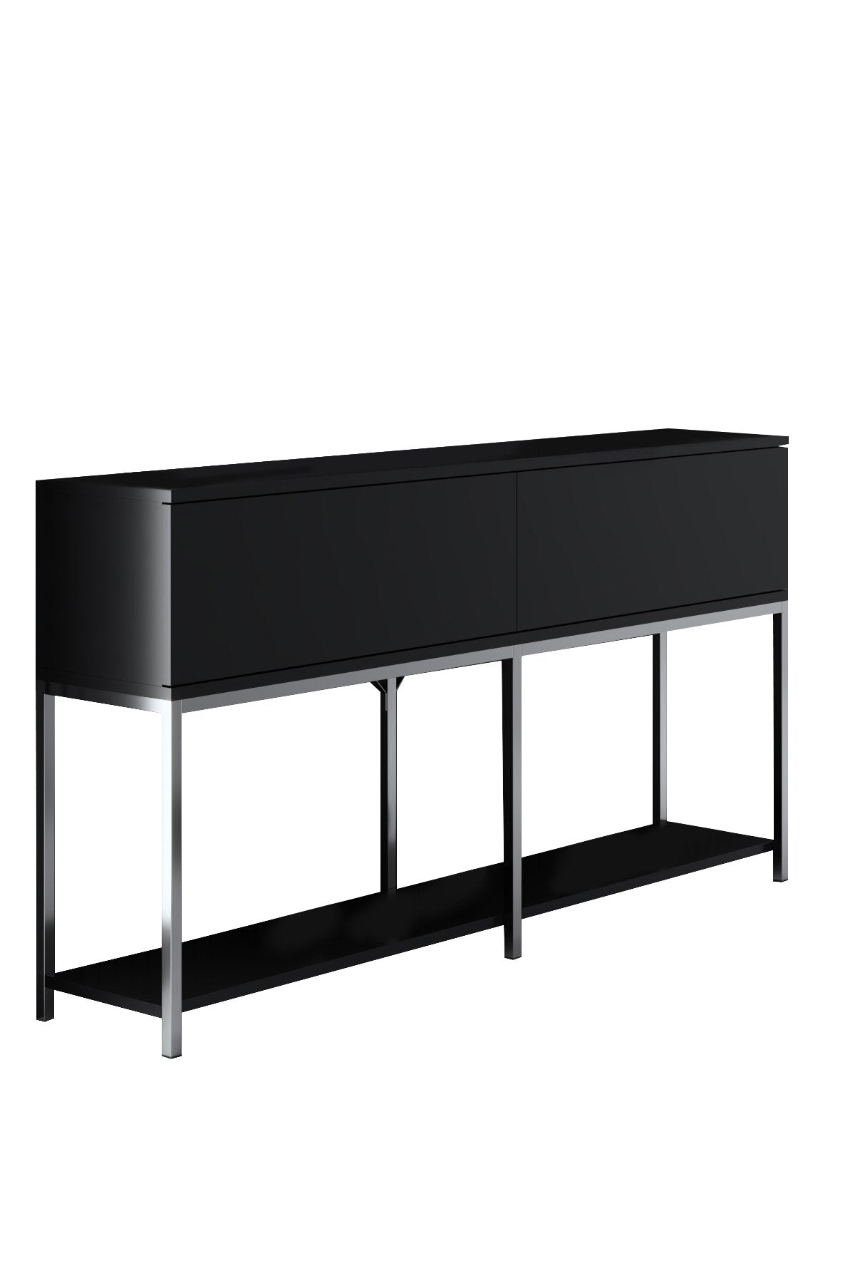 Ensemble de meubles Black Lord - Table basse + Meuble TV + Buffet - Cadre argenté