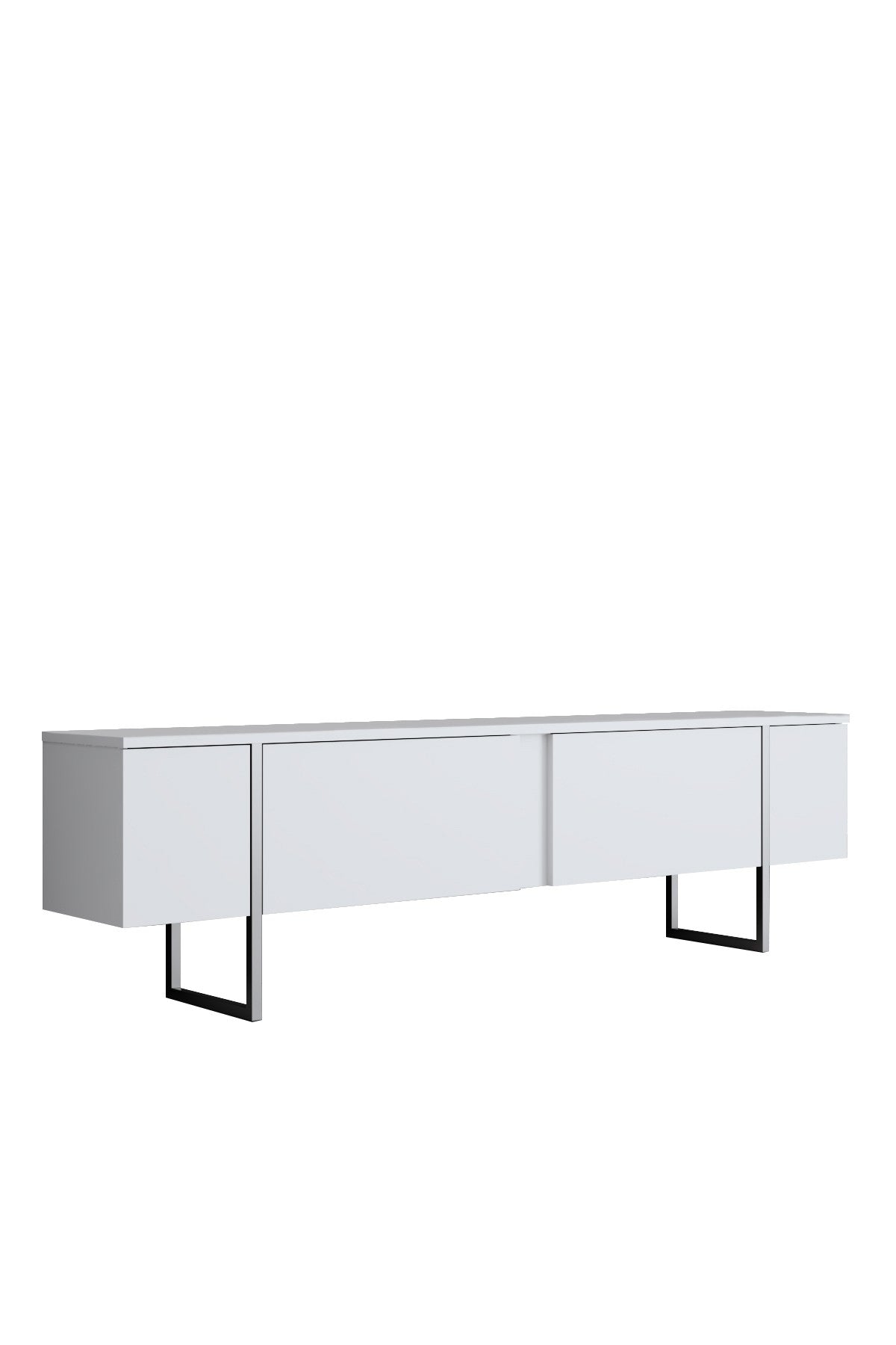 Ensemble de meubles de luxe blanc - Table basse + meuble TV + commode de luxe - Cadre argenté
