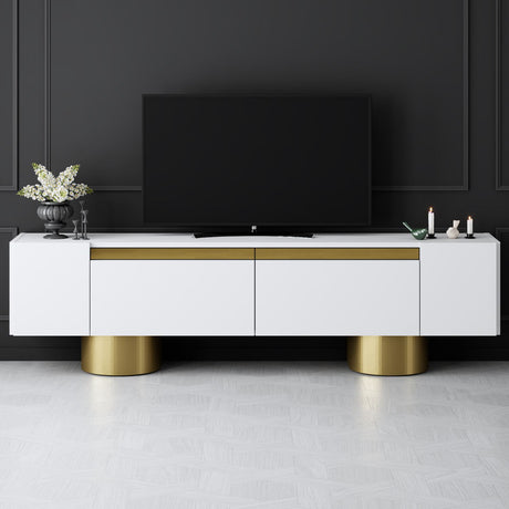 TV Meubel Wit Bohem 180x50x30 - Gouden Frame
