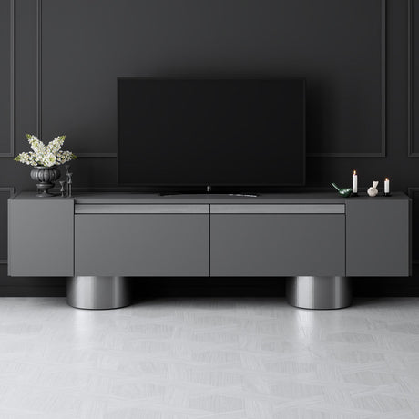 TV Meubel Antraciet Bohem 180x50x30 - Zilver Frame