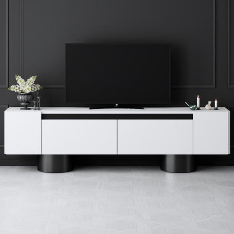 TV Meubel Wit Bohem 180x50x30 - Zwart Frame