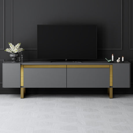 TV Meubel Antraciet Yildiz 180x50x30 - Gouden Frame