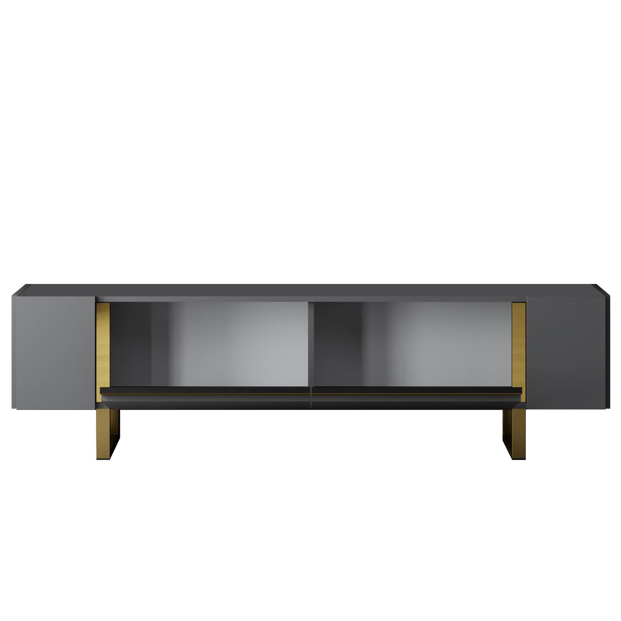 Meuble TV Anthracite Yildiz 180x50x30 - Cadre doré