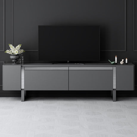 TV Meubel Antraciet Yildiz 180x50x30 - Zilver Frame