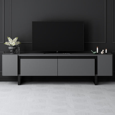 TV Meubel Antraciet Yildiz 180x50x30 - Zwart Frame