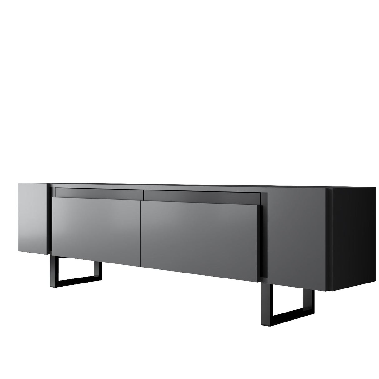 Meuble TV Anthracite Yildiz 180x50x30 - Cadre Noir