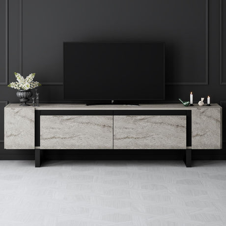 TV Meubel Travertijn Yildiz 180x50x30 - Zwart Frame