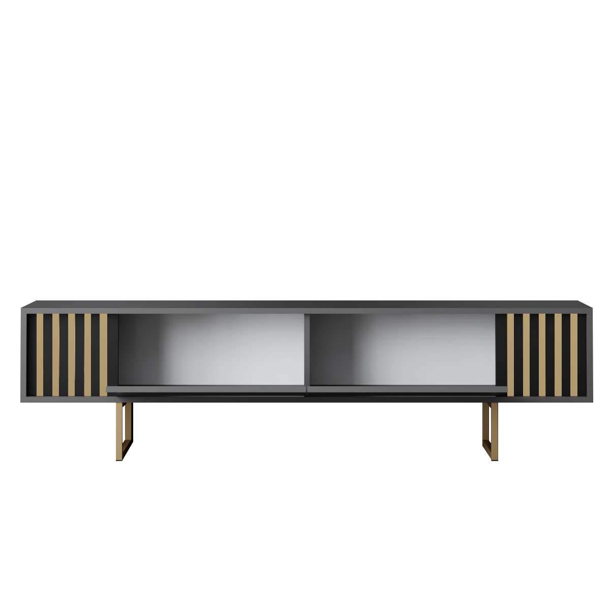 TV Meubel Antraciet Gold Line 180x48x30 - Gouden Frame