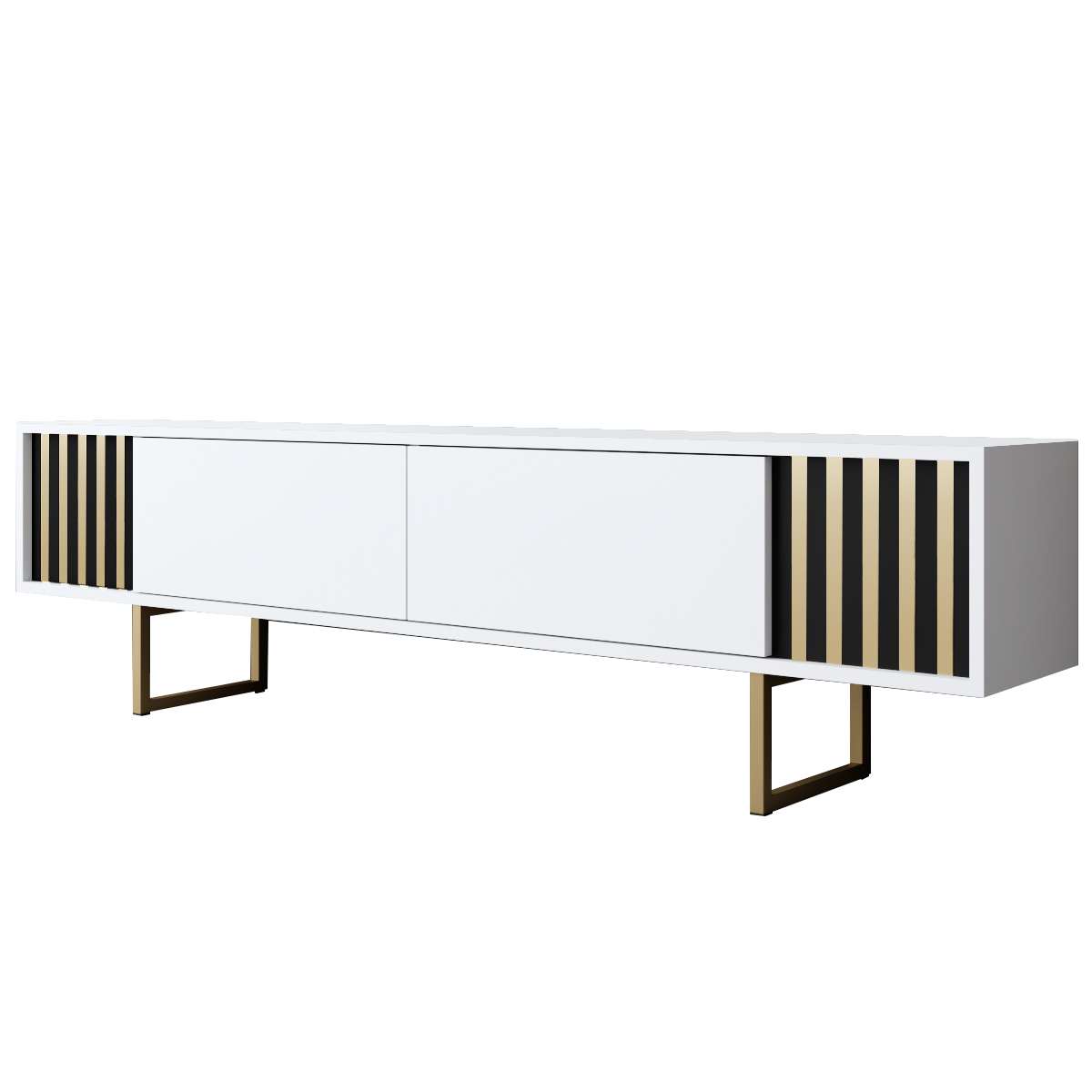 Meuble TV Blanc Gold Line 180x48x30 - Cadre doré