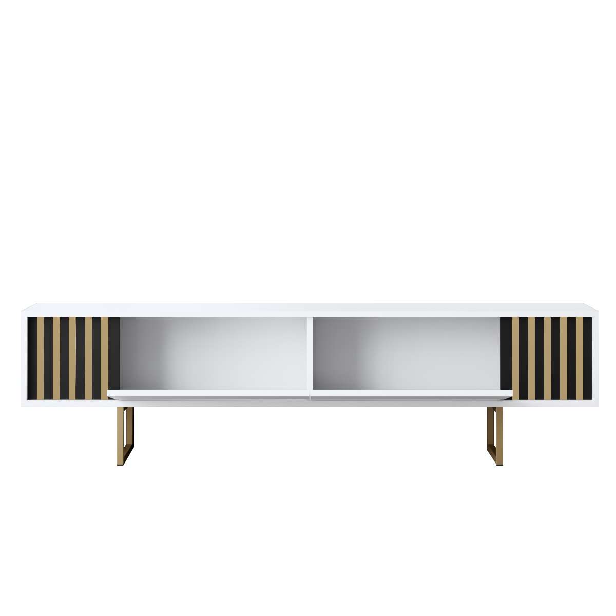 Meuble TV Blanc Gold Line 180x48x30 - Cadre doré