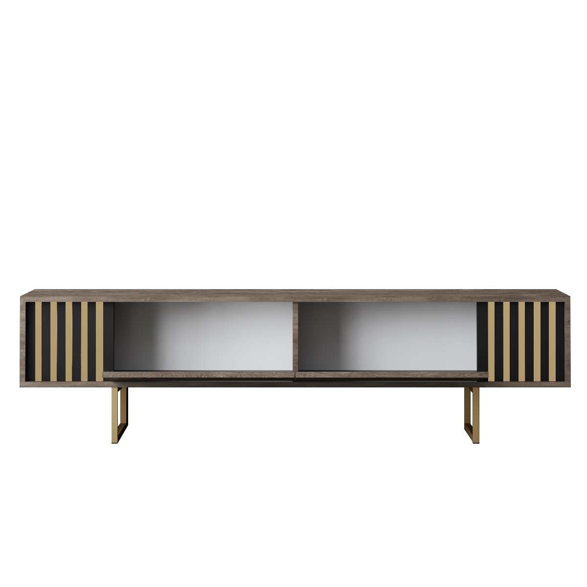 TV Meubel Walnoot Gold Line 180x48x30 - Gouden Frame