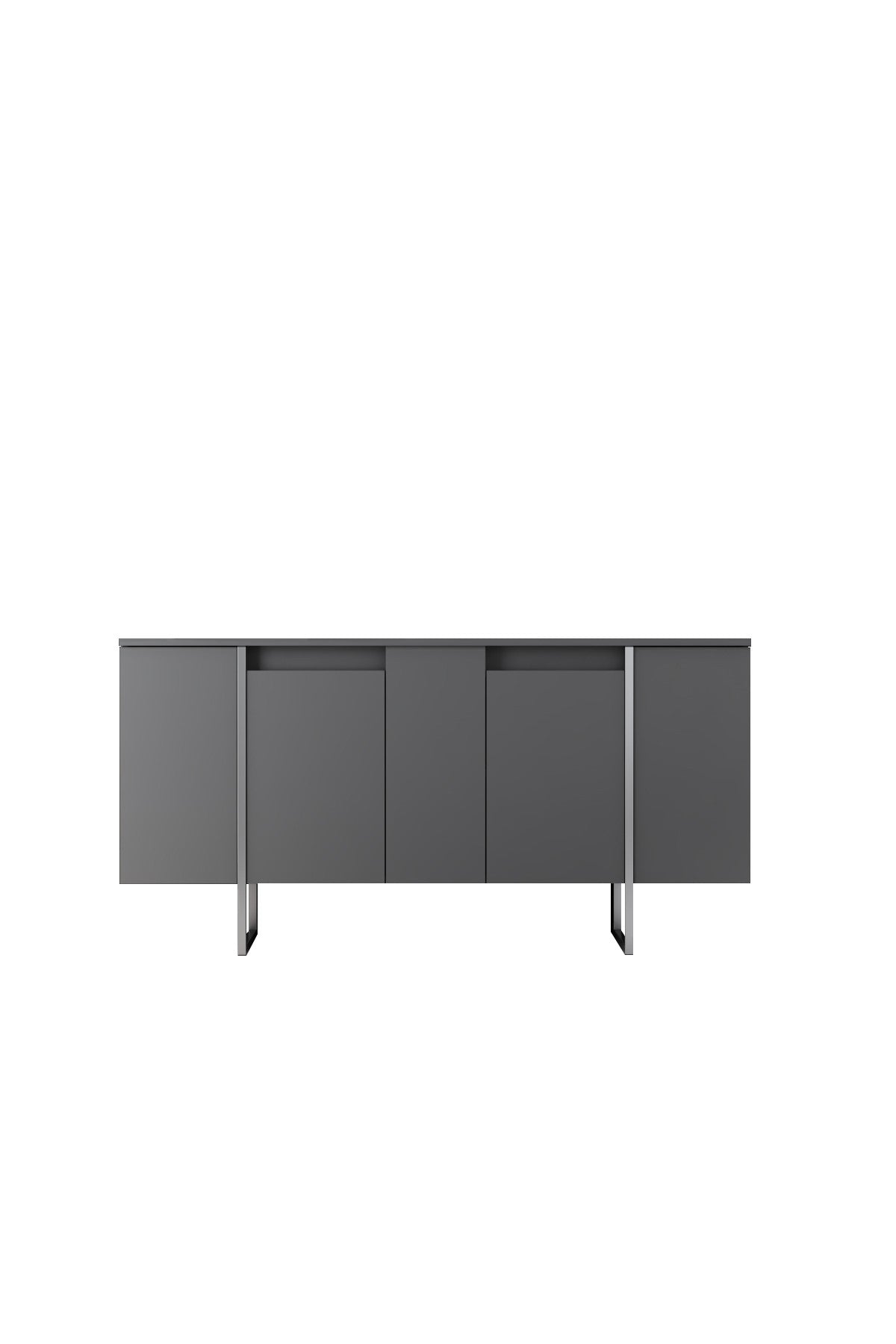 Buffet Moderne Anthracite Luxe 160x80x35 - Cadre Argent