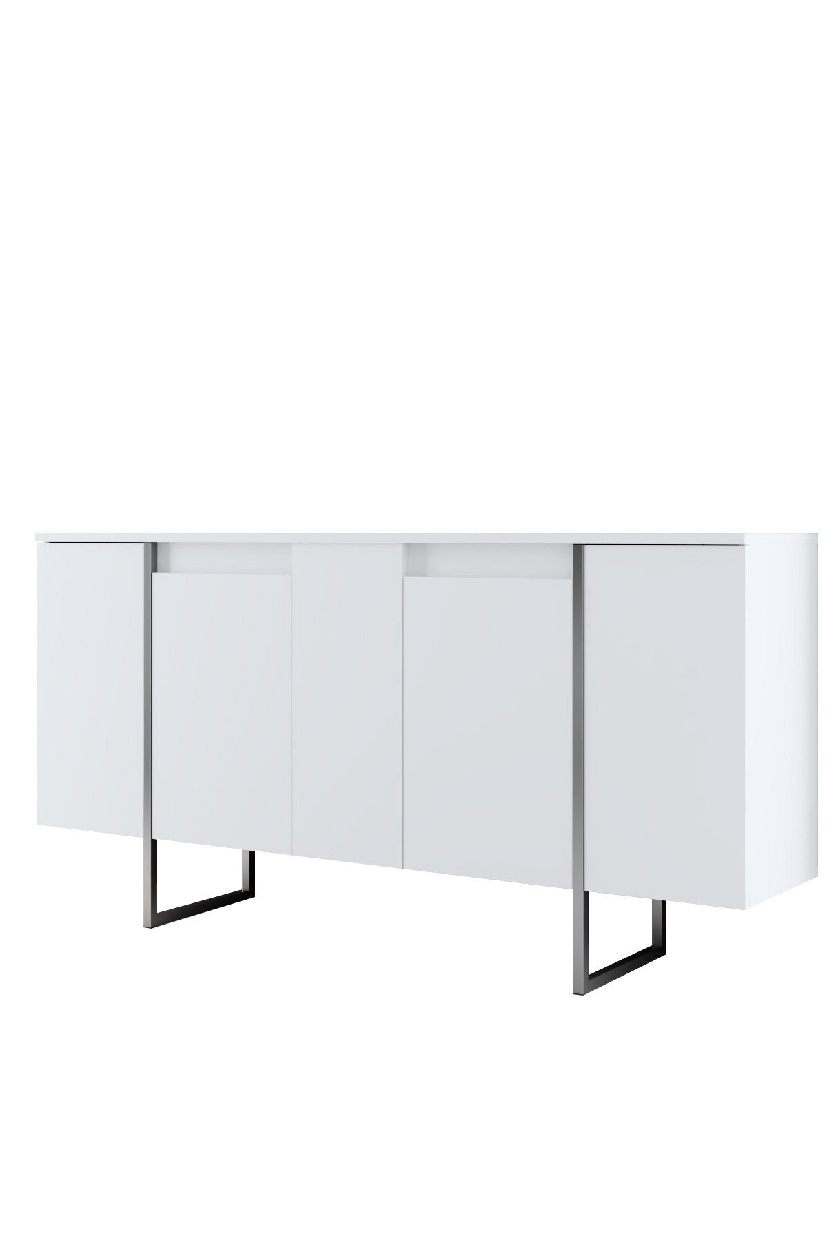 Commode moderne blanche de luxe 160 x 80 x 35 cm - Cadre argenté