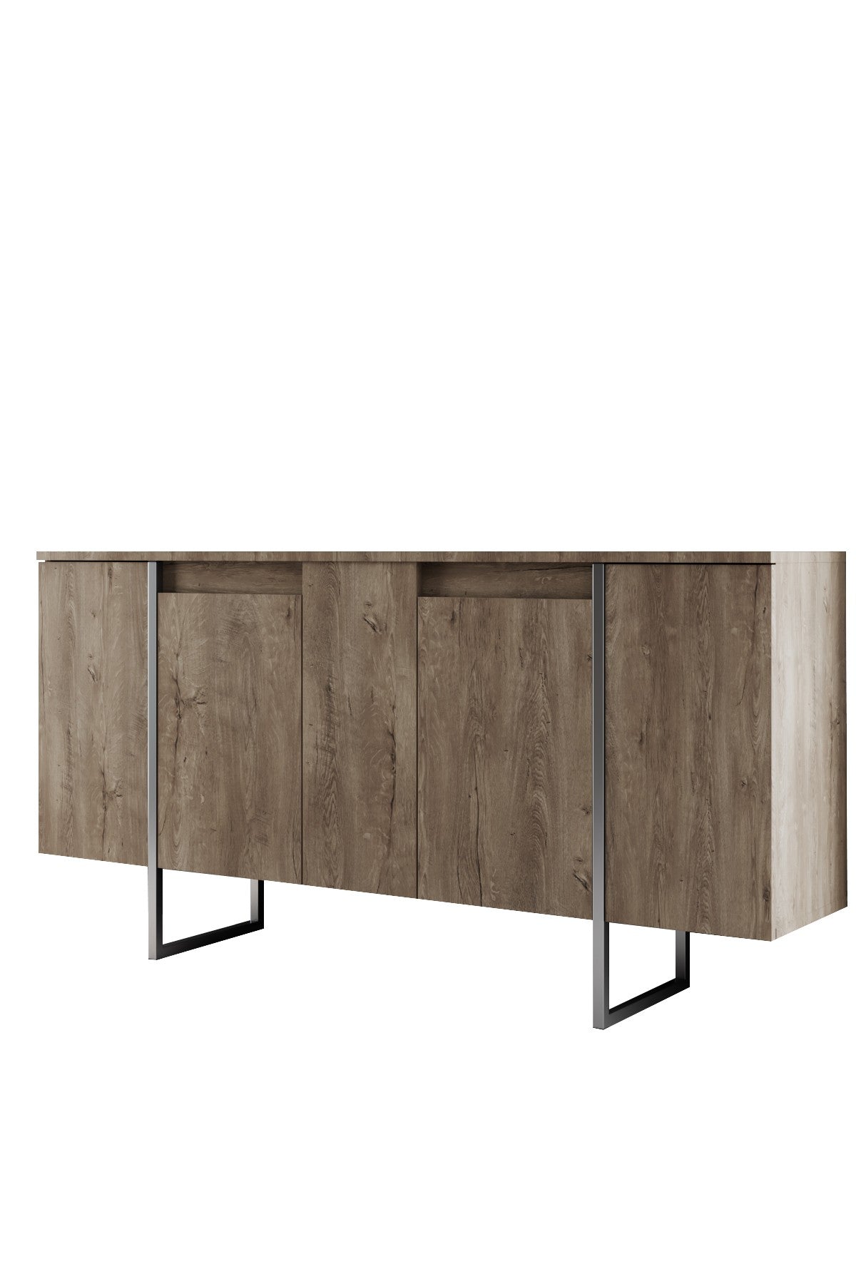 Dressoirs - Modern Dressoir Walnoot Luxe 160x80x35 - Zilver Frame - Dimehouse