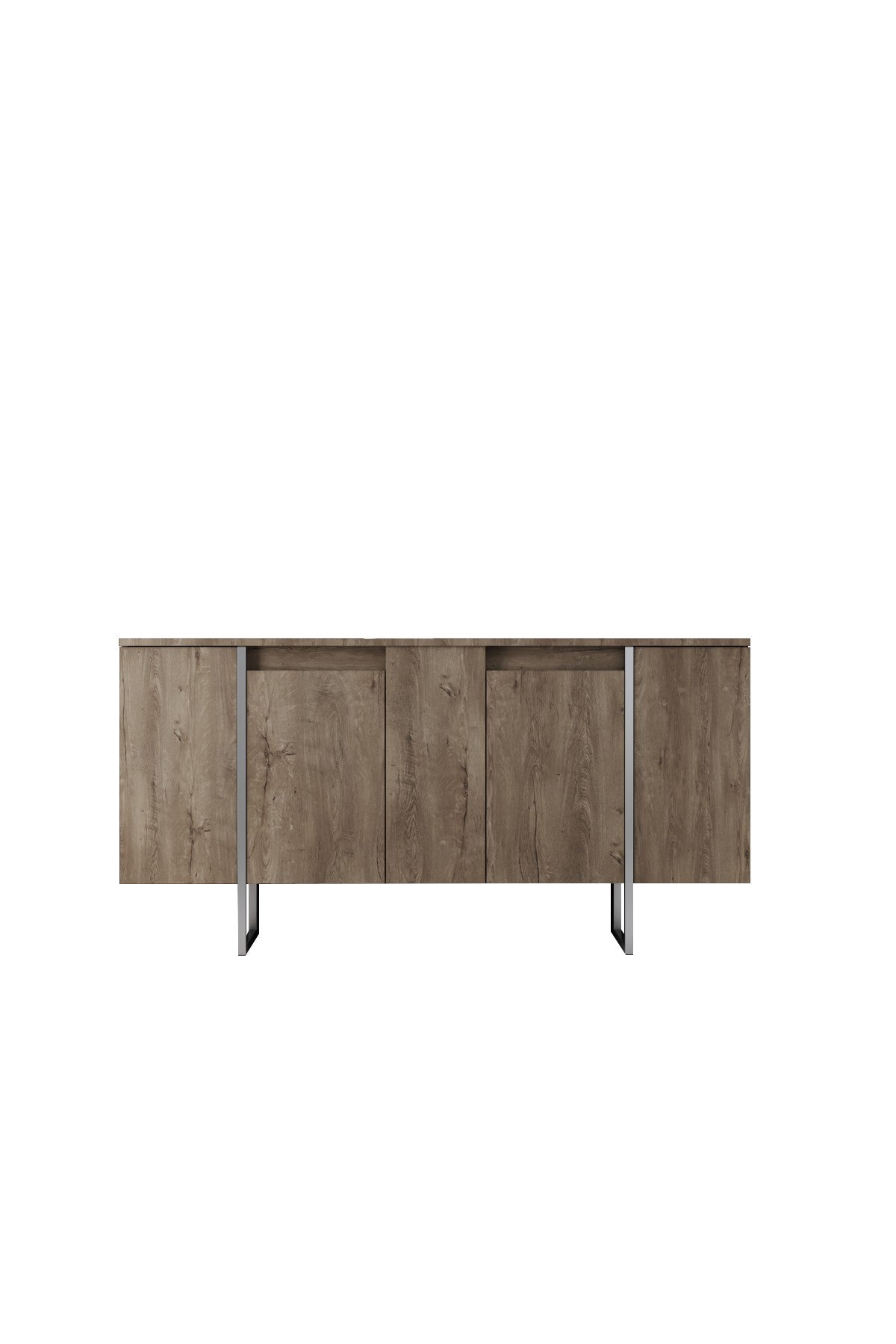 Dressoirs - Modern Dressoir Walnoot Luxe 160x80x35 - Zilver Frame - Dimehouse