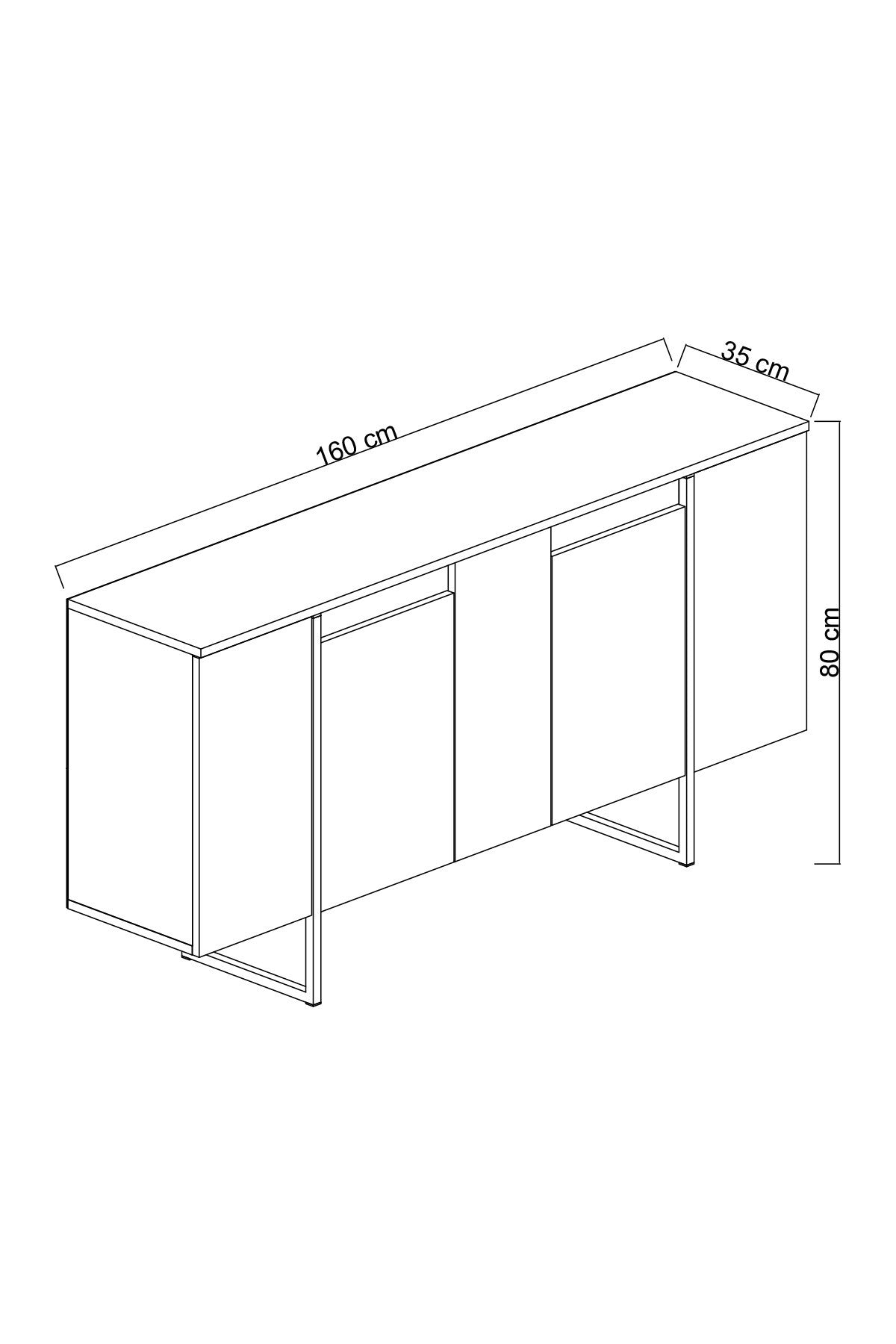 Dressoirs - Modern Dressoir Walnoot Luxe 160x80x35 - Zilver Frame - Dimehouse