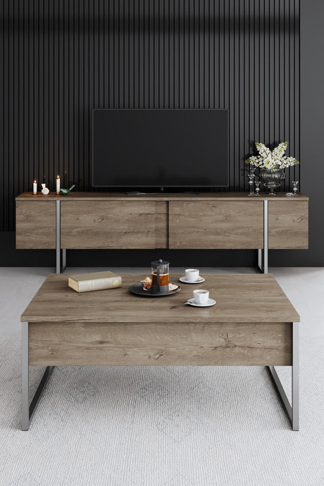 Rechthoekige Salontafel Walnoot Luxe 90x60 - Zilver Frame