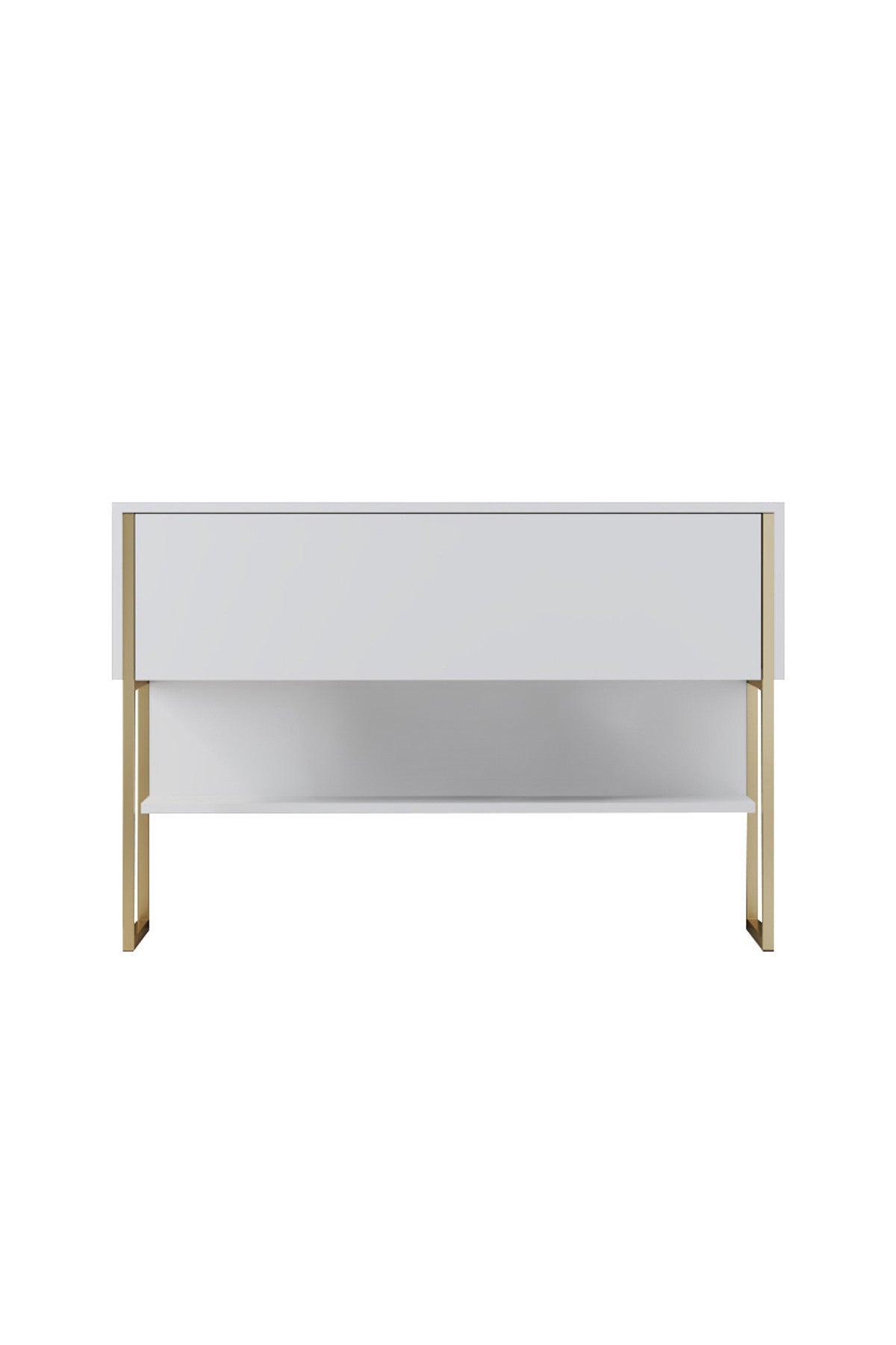 Buffet Moderne Blanc Luxe 120x80x30 - Cadre Doré - Une Étagère