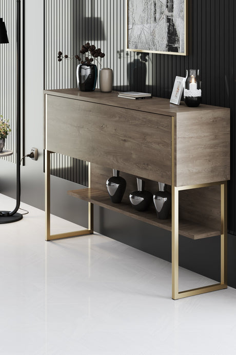 Modern Dressoir Walnoot Luxe 120x80x30 - Gouden Frame - Eén Vak