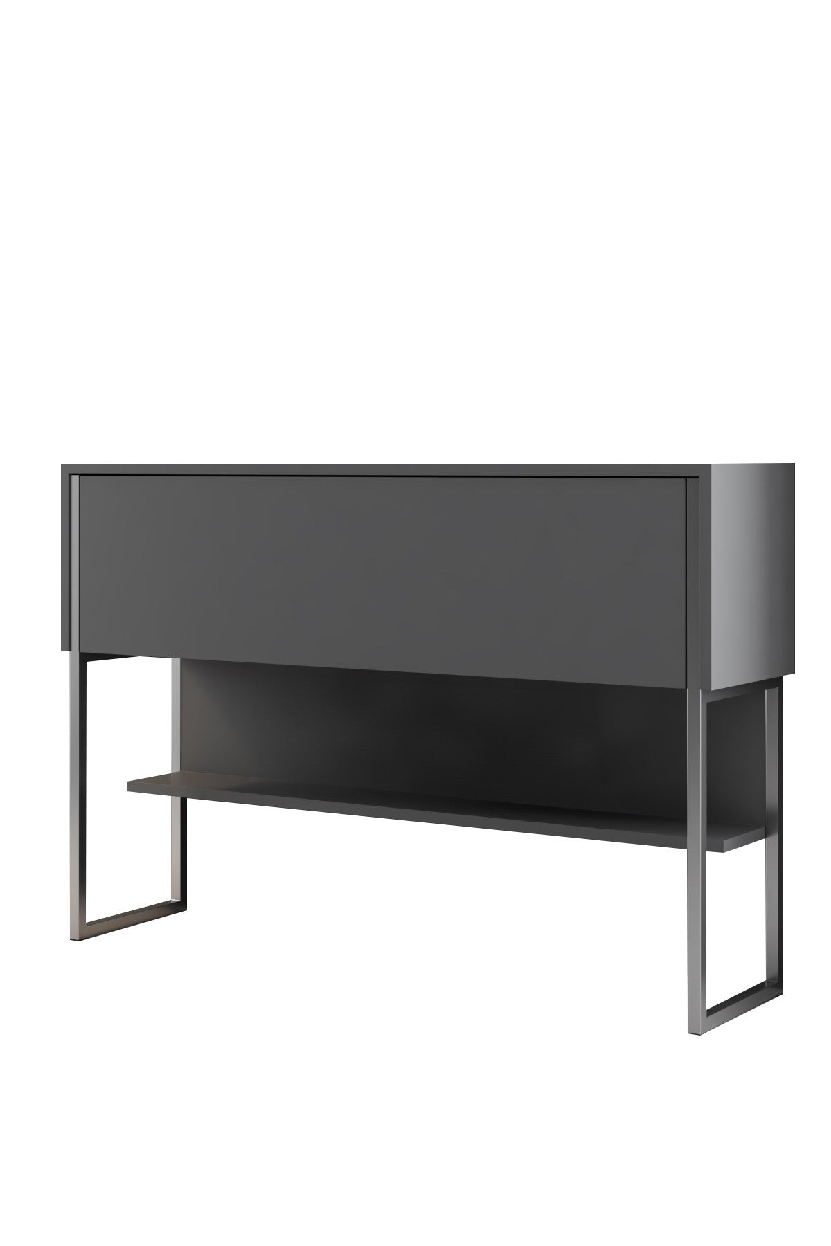 Buffet Moderne Anthracite Luxe 120x80x30 - Cadre Argent - Une Case