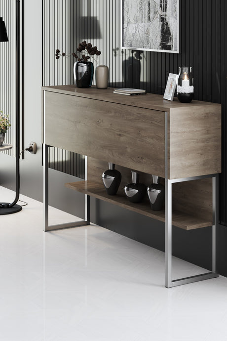 Modern Dressoir Walnoot Luxe 120x80x30 - Zilver Frame - Eén Vak