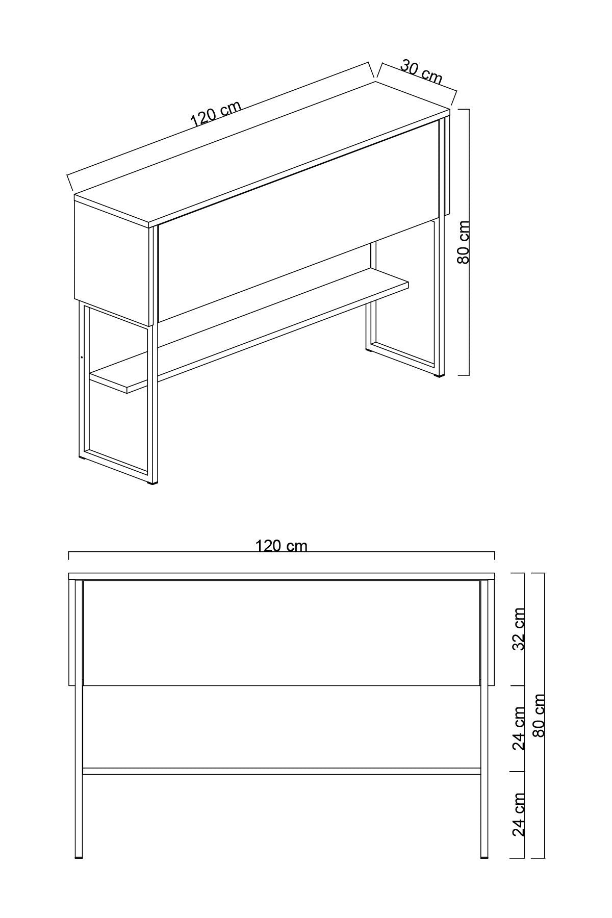 Dressoirs - Modern Dressoir Antraciet Luxe 120x80x30 - Zwart Frame - Eén Vak - Dimehouse