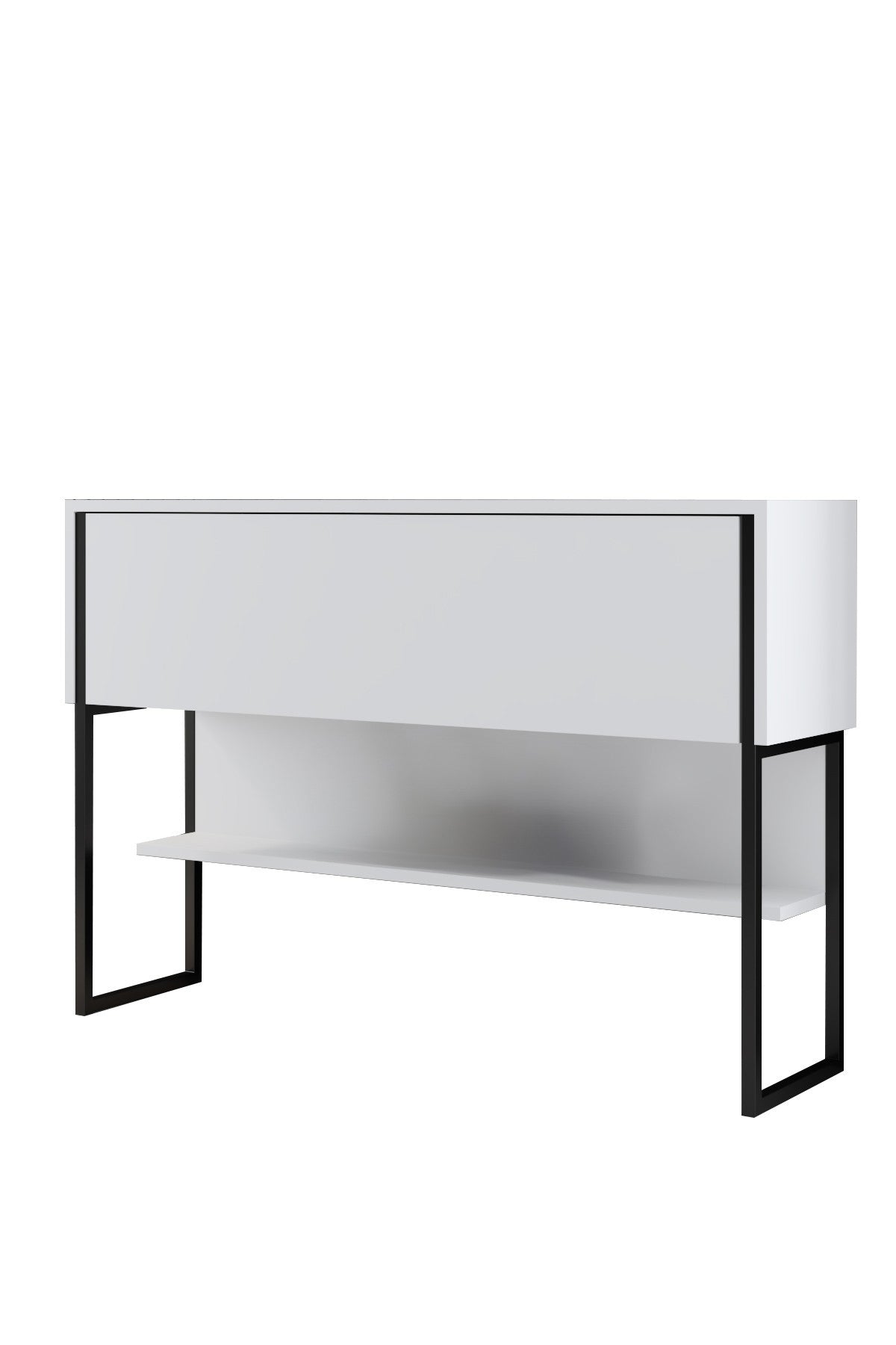 Buffet Moderne Blanc Luxe 120x80x30 - Cadre Noir - Une Case
