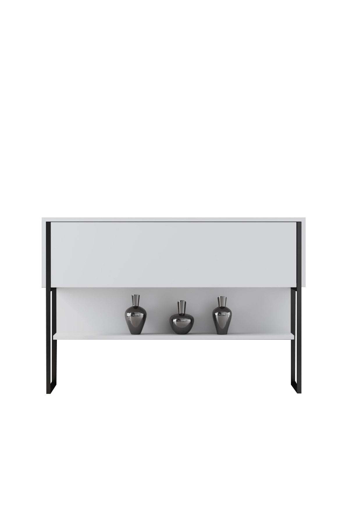 Buffet Moderne Blanc Luxe 120x80x30 - Cadre Noir - Une Case