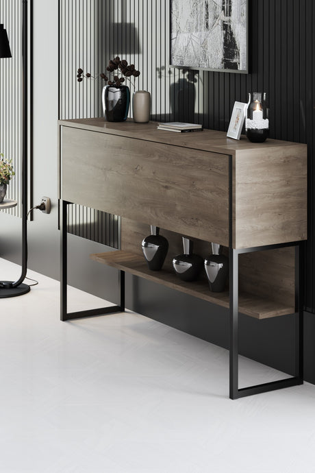 Modern Dressoir Walnoot Luxe 120x80x30 - Zwart Frame - Eén Vak