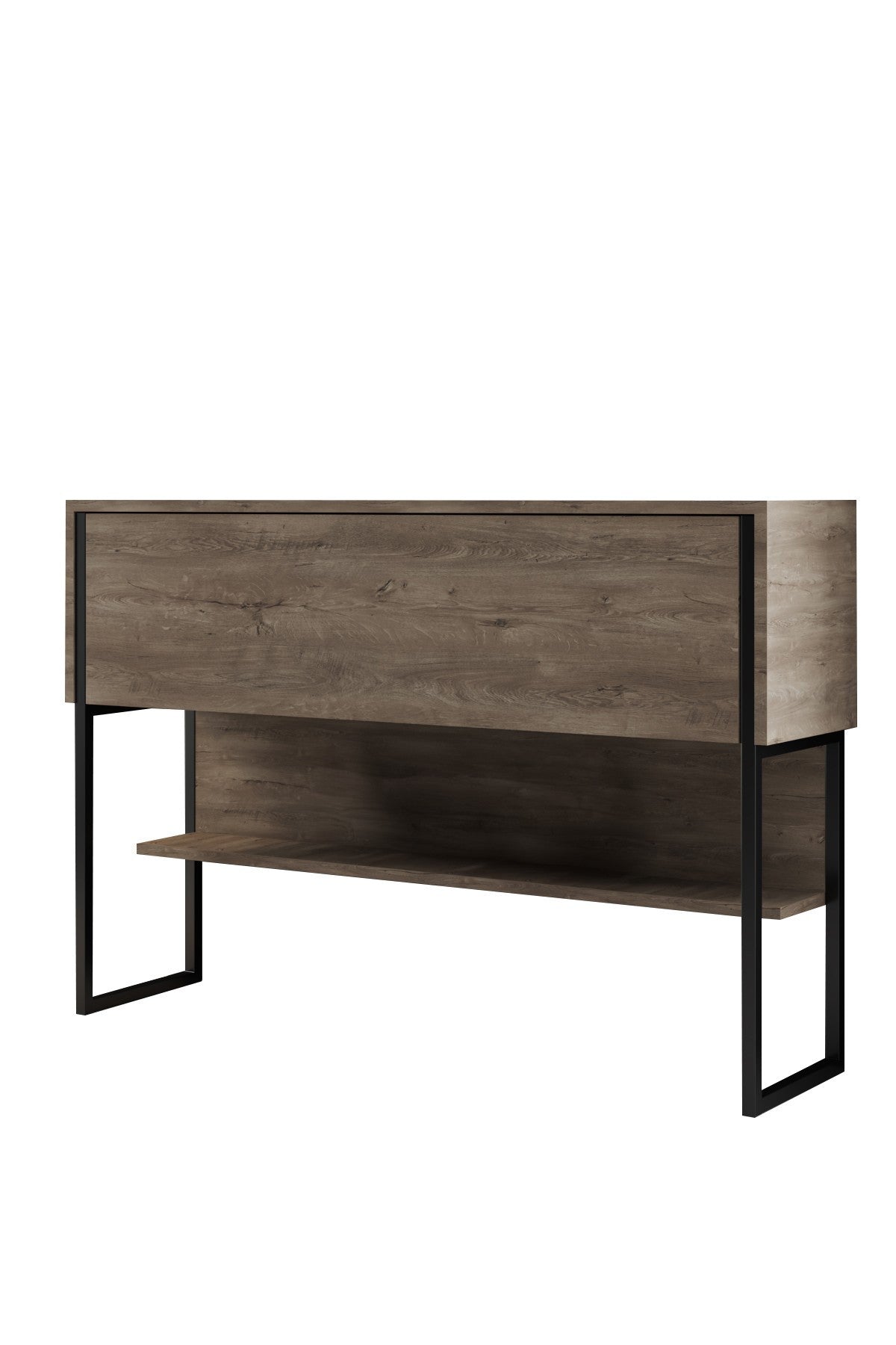 Buffet Moderne Noyer Luxe 120x80x30 - Cadre Noir - Une Case