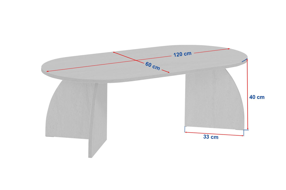Table basse Melina ovale aspect chêne saphir Bois mélaminé
