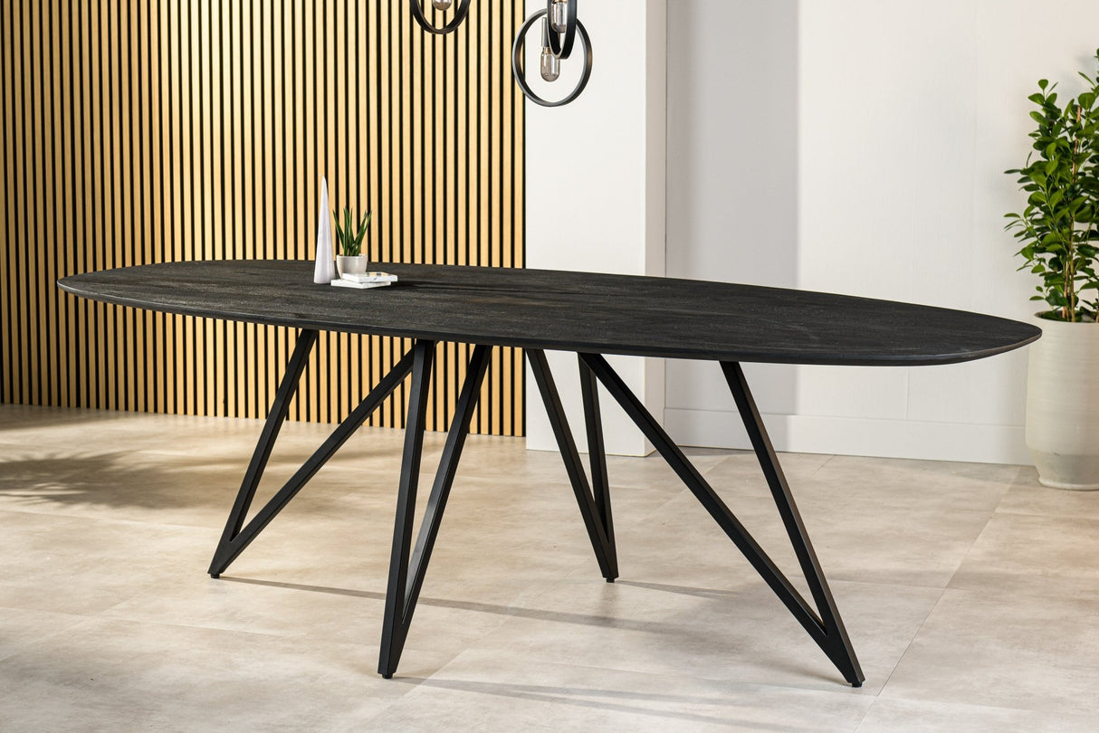 Table à manger Arlo en bois d'acacia noir danois ovale