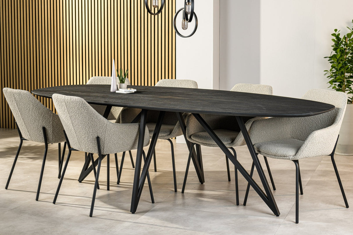Table à manger Arlo en bois d'acacia noir danois ovale