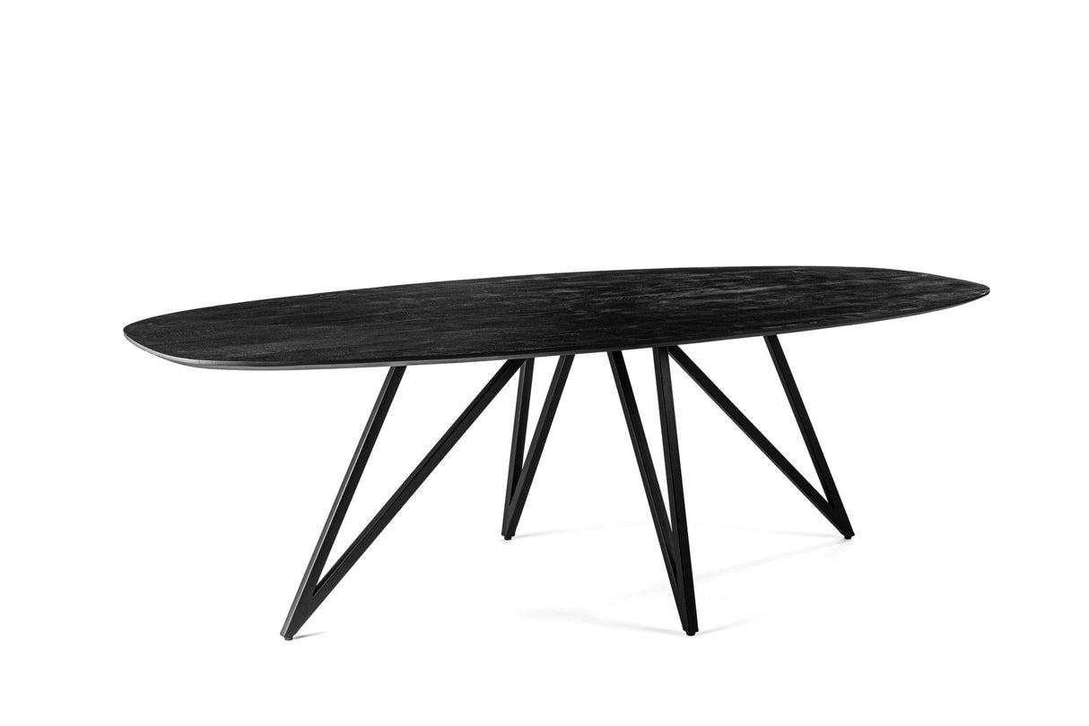 Table à manger Arlo en bois d'acacia noir danois ovale
