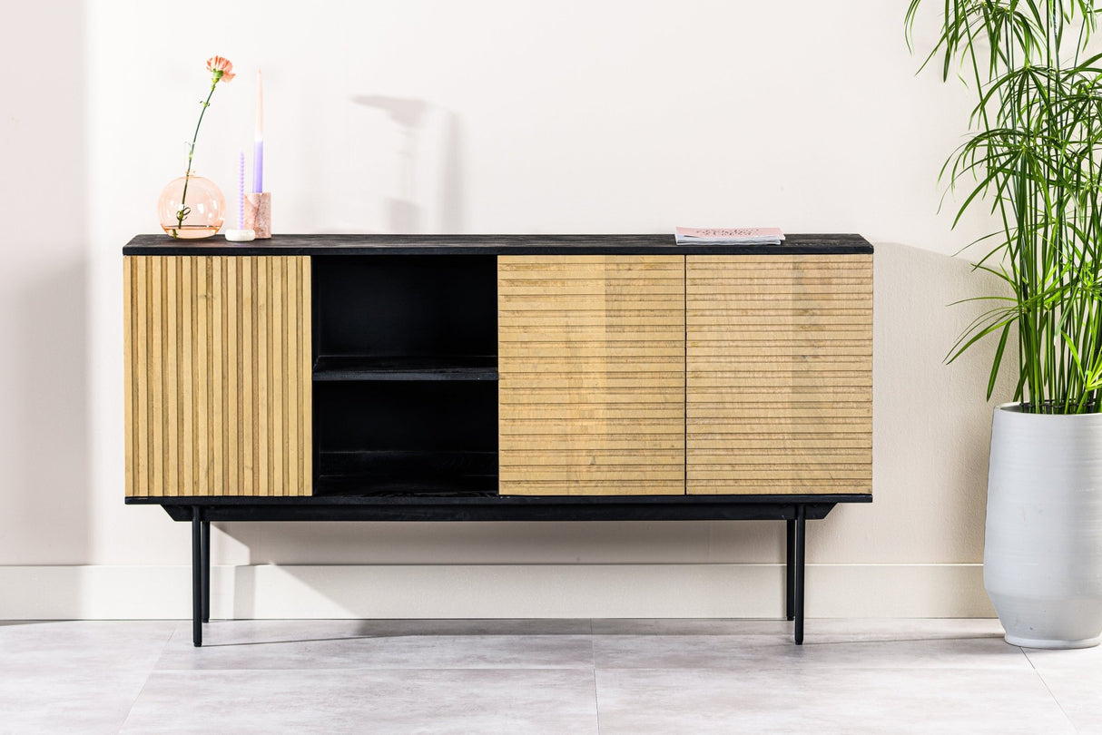 Buffet Manu en bois de mangue noir naturel 160x40x86 cm