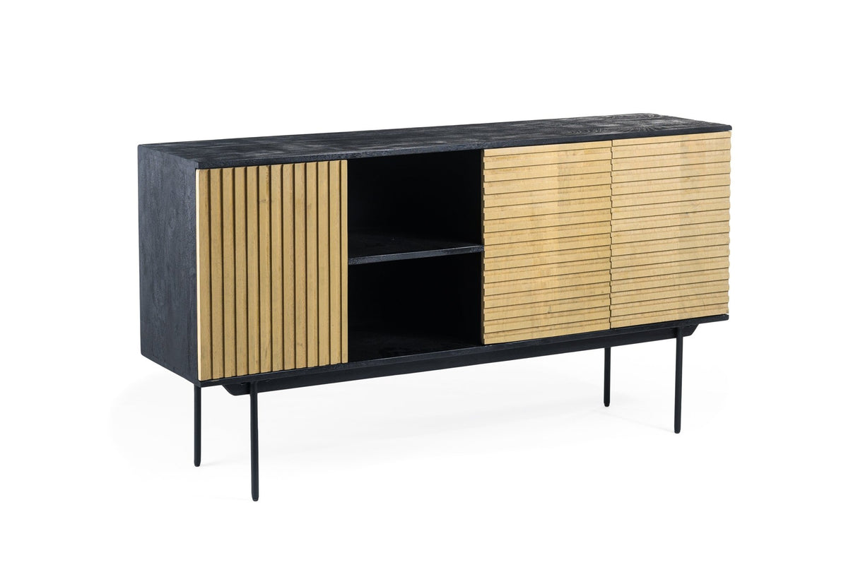 Buffet Manu en bois de mangue noir naturel 160x40x86 cm