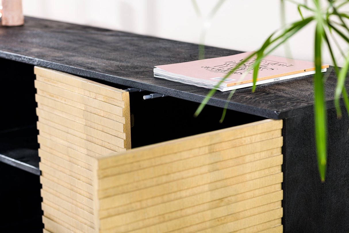 Buffet Manu en bois de mangue noir naturel 160x40x86 cm