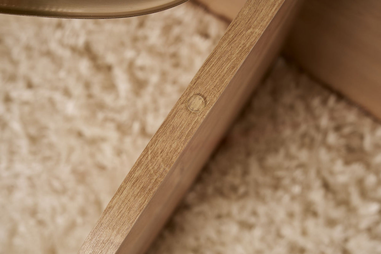 Table basse Aris ronde 75 cm en verre - Mélamine chêne