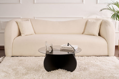 Salontafel Aris Rond 75 cm Getint Glas - Zwart Onderstel