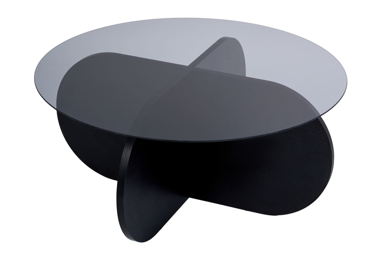 Table basse Aris ronde 75 cm en verre - Pied noir