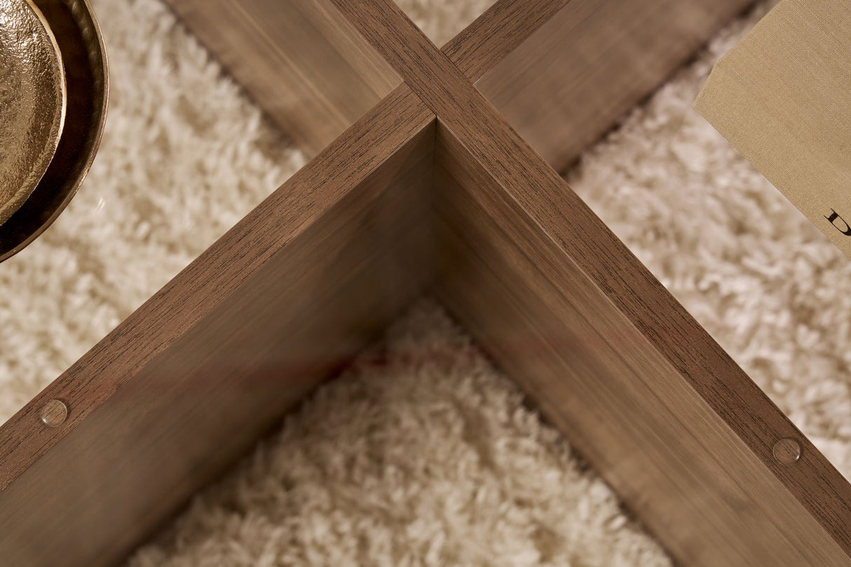 Ronde Salontafel Glas Aris - Walnoot Melamine Onderstel