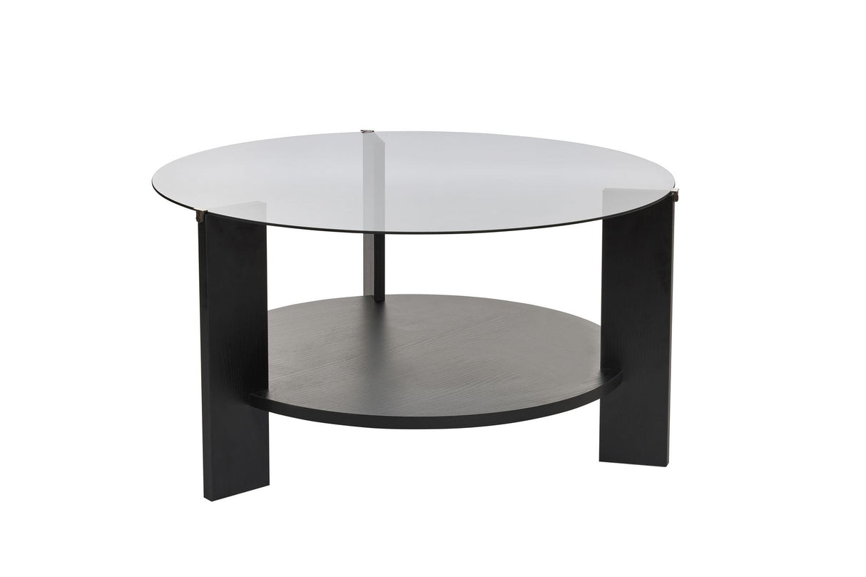 Salontafels - Ronde salontafel zwart melamine rookglas Ø75 cm - Cairo - Dimehouse