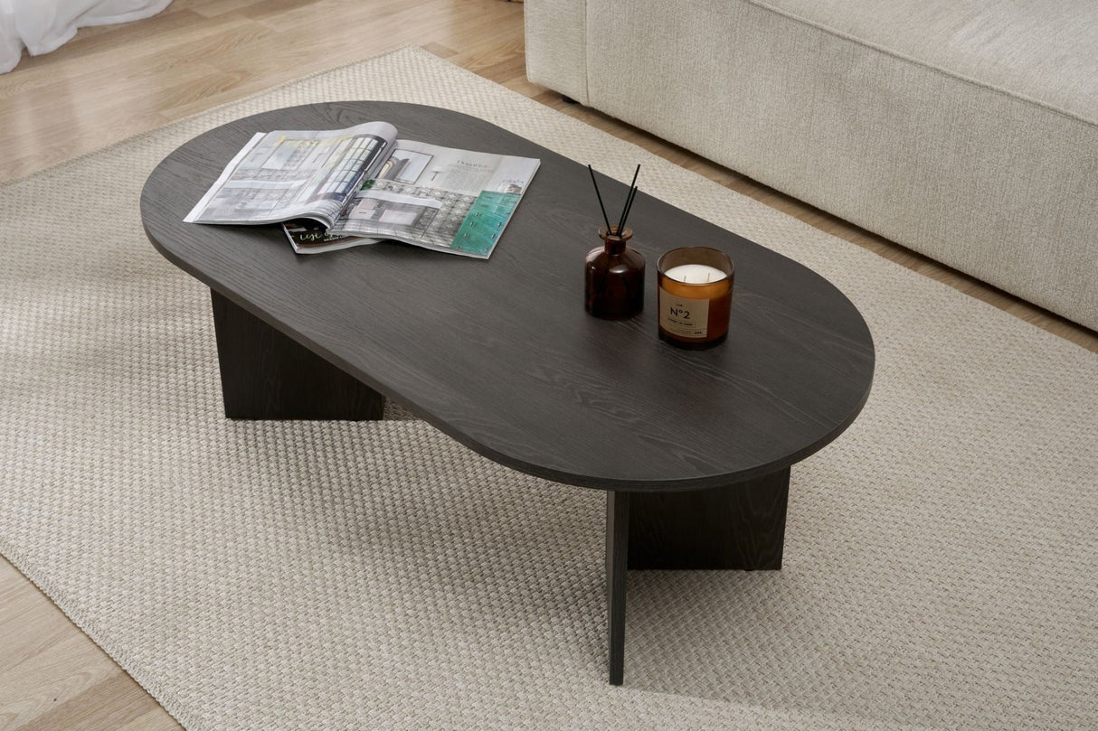 Table basse Sable Lumière Noir 119x60 cm Mélamine