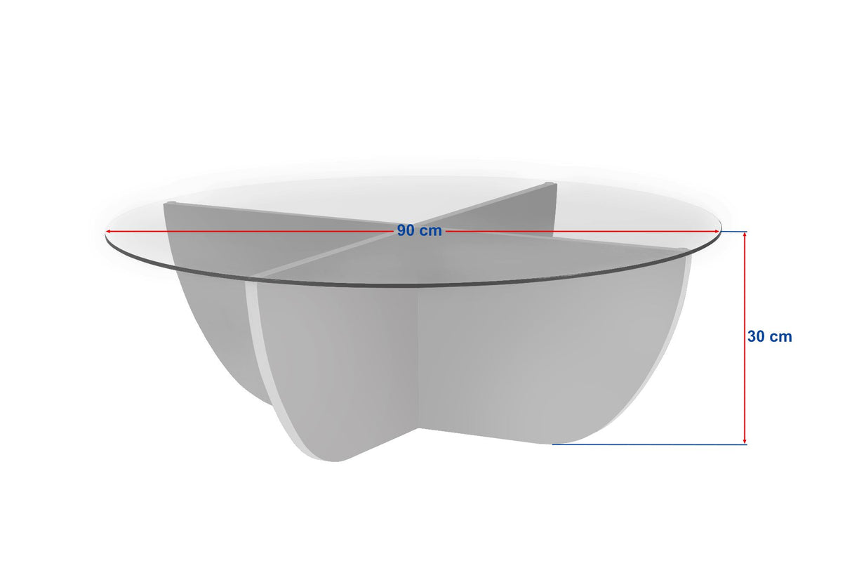 Table basse Liya Chêne Saphir ovale 90 cm Verre trempé