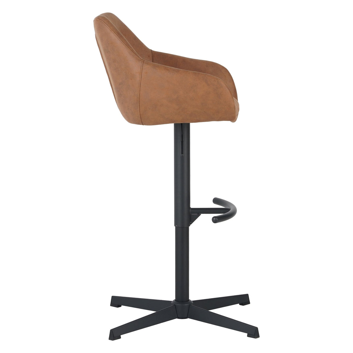 Venom Tabouret de Bar Cognac en Éco-cuir - Chaise de Bar Réglable Pivotante avec Accoudoirs