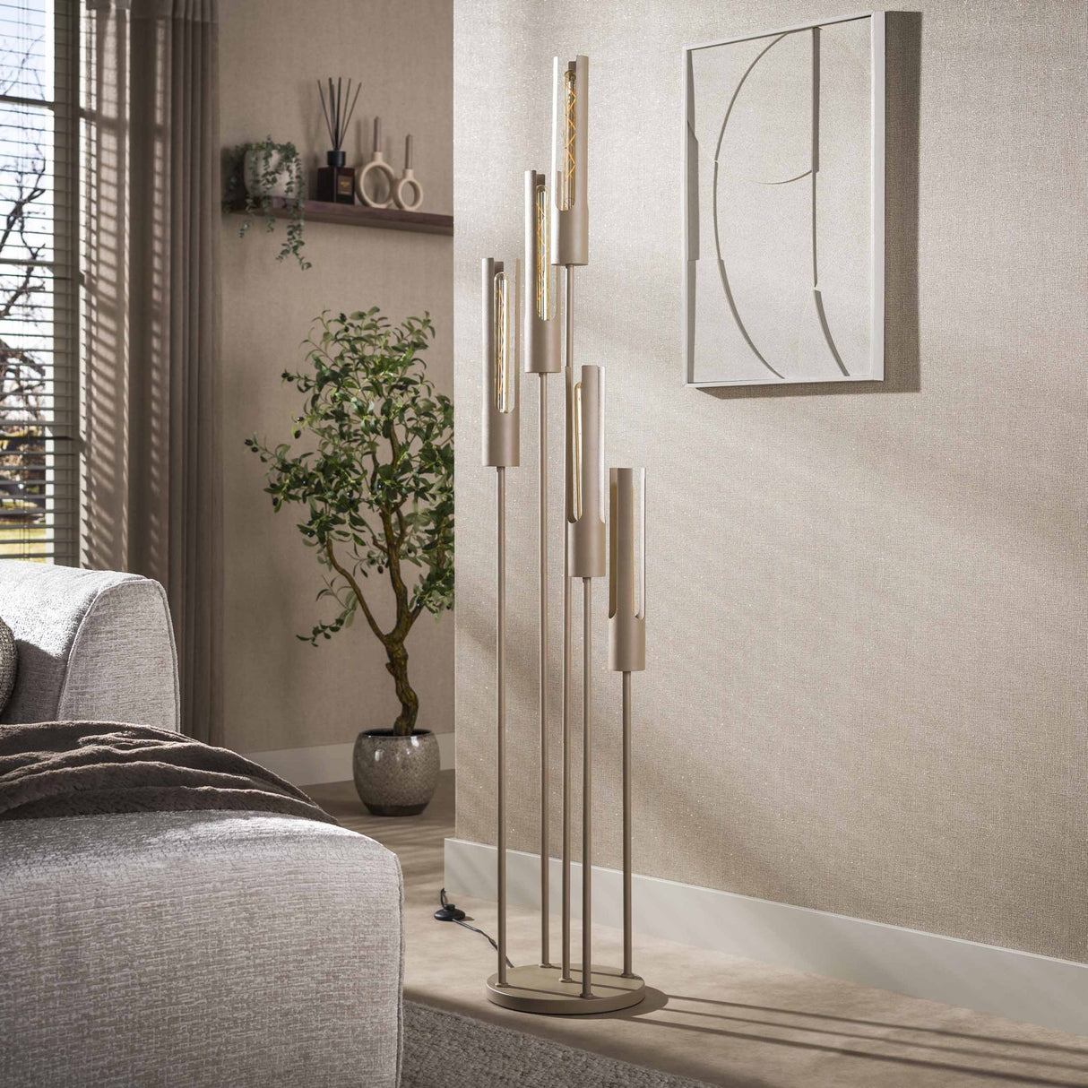 Lampadaire Judy 5 lumières à gradins beige