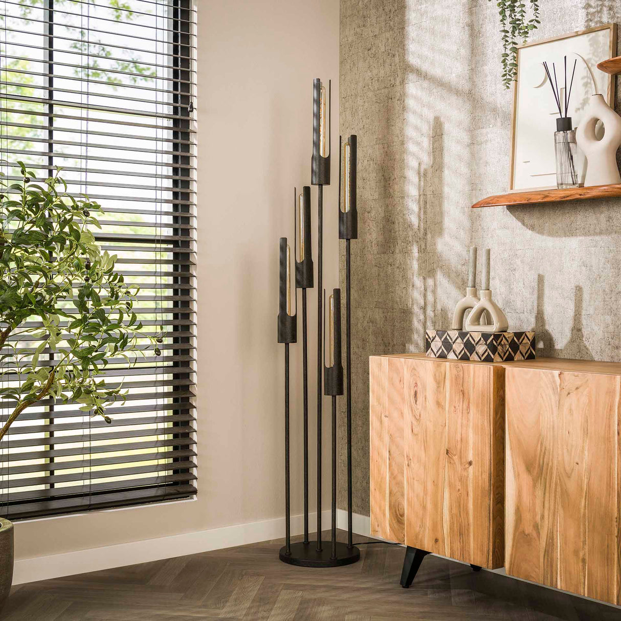 Lampadaire Judy 5 lumières en cascade noir