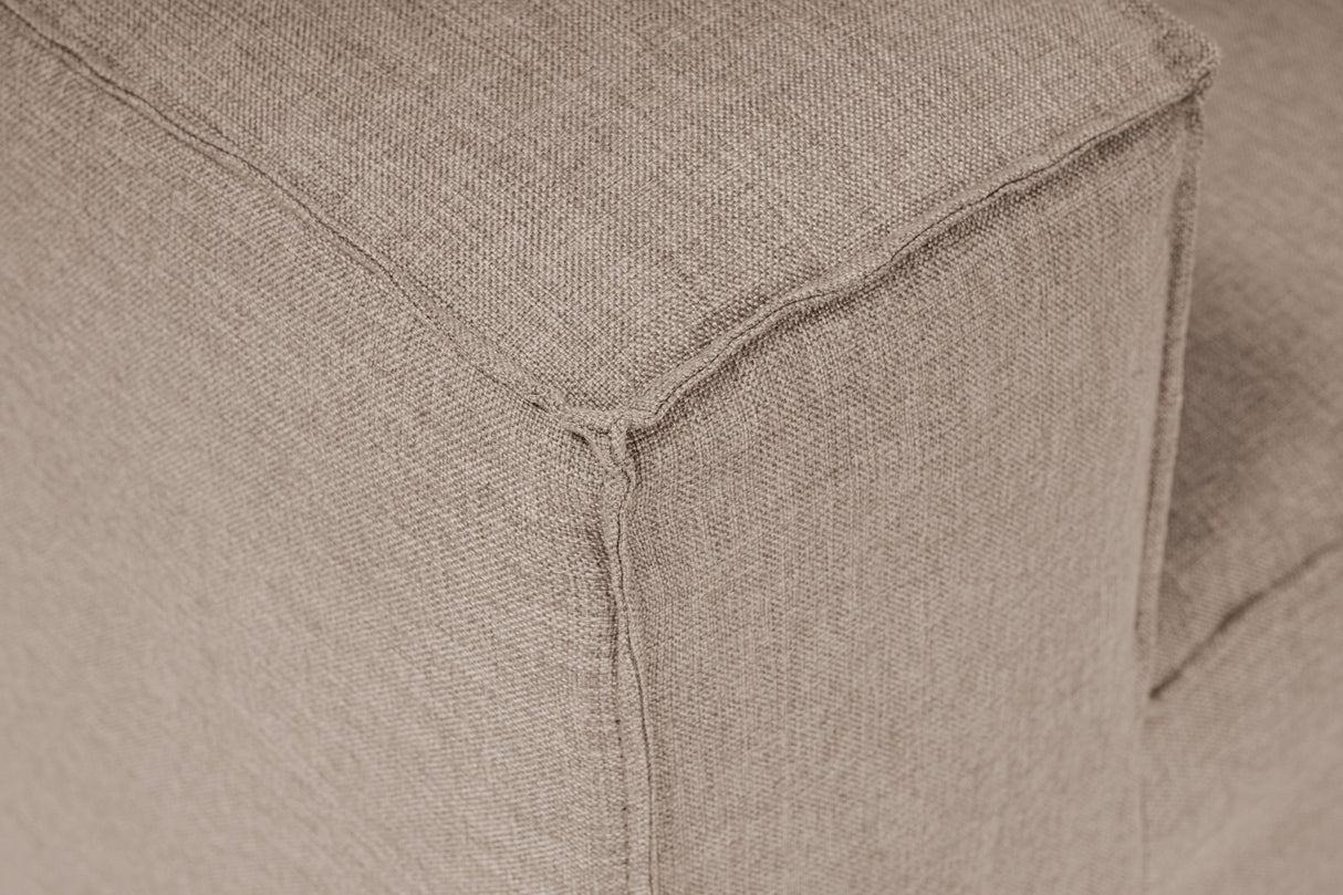 Modulaire hoekbank met losse hocker bruin linnen stof Fora